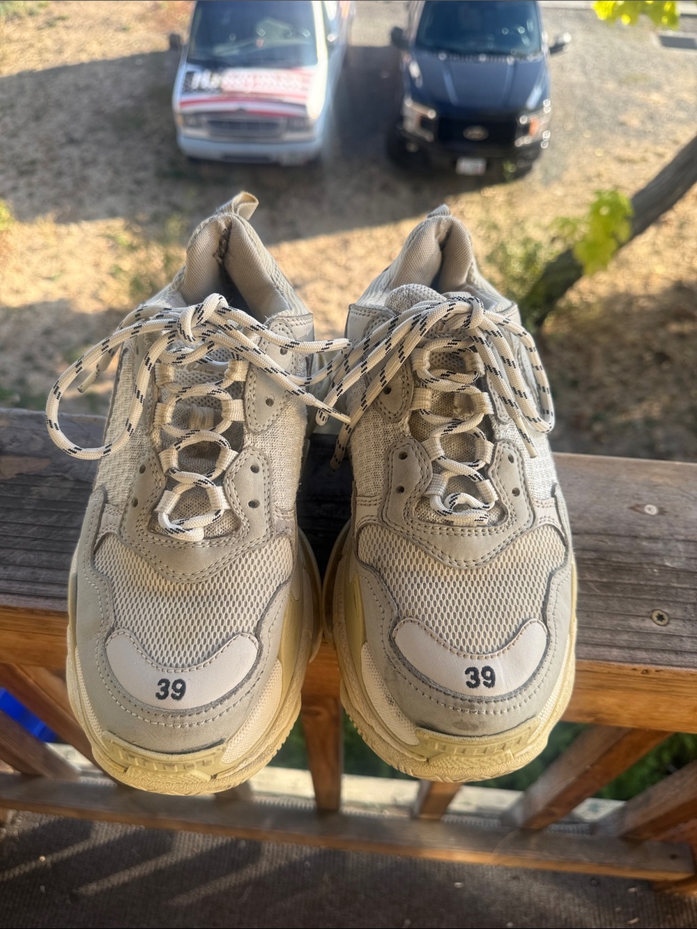 Balenciaga Beige Cream Triple-S Inspired Chunky Sneakers